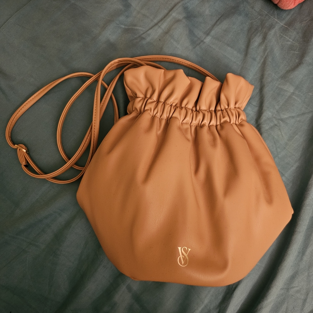 Victoria's Secret Tan Drawstring Crossbody Bag